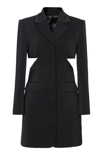 Black Notched Lapel Cut Out Women Prom Suits with Bow